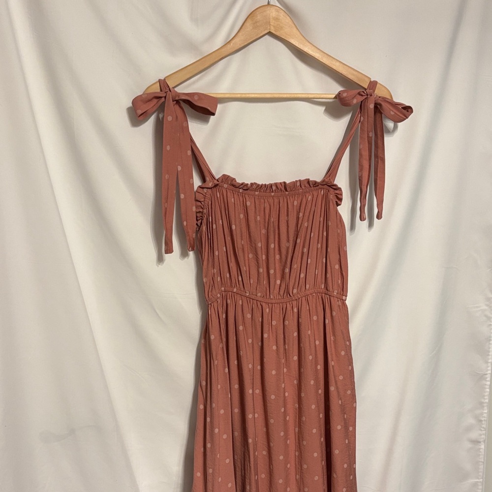Blu Pepper Pink Polka Dot Coquette Midi Dress SZ M.